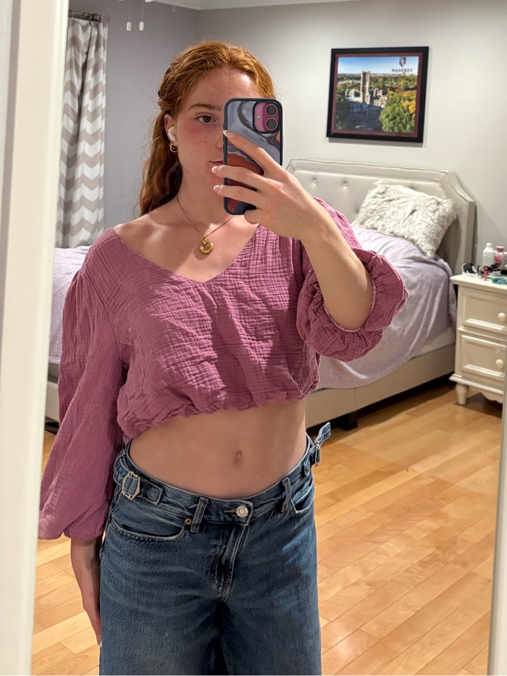 Lush Mauve V-Neck Cropped Top